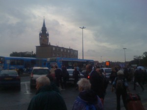 Waiting for the bus to the Ferry from Calais-ville Waiting for the bus to the Ferry from Calais-ville