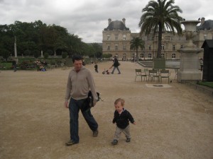 Dada keeping Max from falling on his face