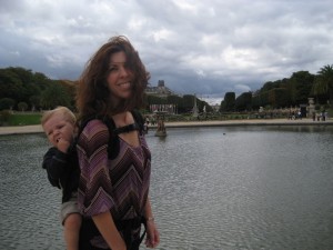 Mama and Max in front of the pool