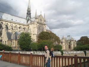 Chris and Max in front of Notré Dame