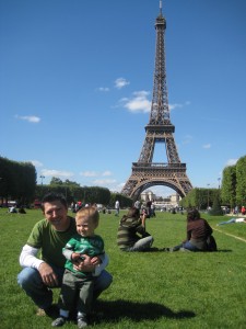 Dad and Max at the Eiffel Tower